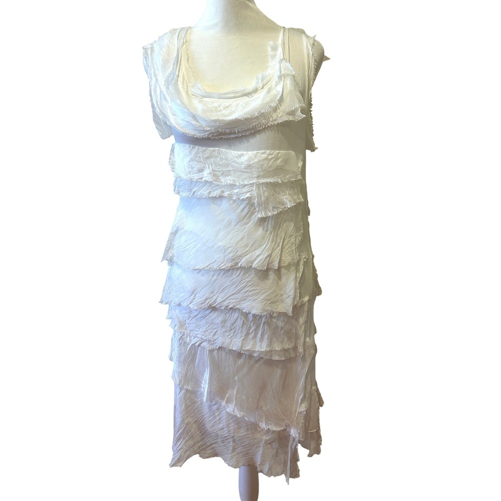 Gigi Moda Dress White Silk Sz S Layered Tiered Fairy Initiation Bridal Grad NWT